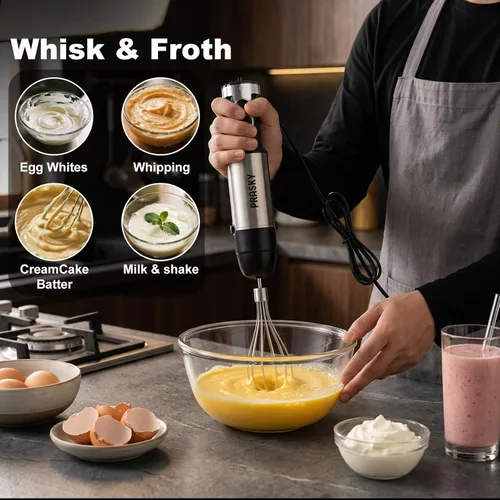 Vista 4 de Immersion Blender Handheld 1200W, 20-speeds Immersion Hand Blenders, Hand Mixer with Mining Beaker,Chopper,Whisk, Frother and Stick Blender Suitable