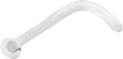 Vista 6 de BodyJewelryOnline Retenedor de piercing de nariz de vidrio Pyrex transparente de 16G, 18G y 20G, retenedor de tornillo de nariz en forma de L, 5/16