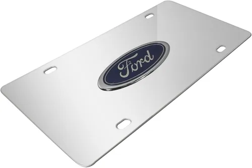 Vista 2 de Logotipo azul de Ford en placa de acero cromado