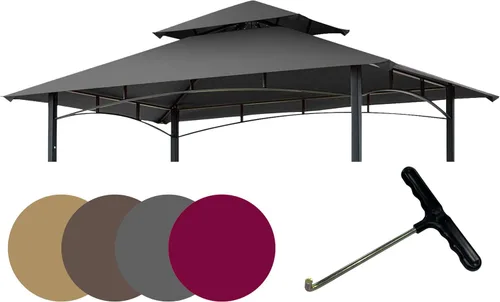 Vista 14 de EasyLee Cubierta de toldo para kiosco de parrilla de 8 x 5 pies, parte superior de repuesto impermeable con gancho en T, color marrón