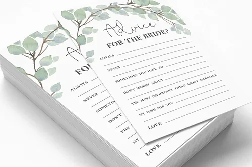 Vista 3 de Juego de 50 tarjetas de actividades de juego Greenery Mad Libs Consejos para la novia