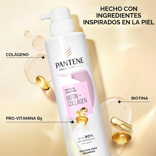 Vista 6 de Pantene Pro-V Miracles Infinite Lengths Biotina + Champú sin sulfato de colágeno 13.5 onzas líquidas