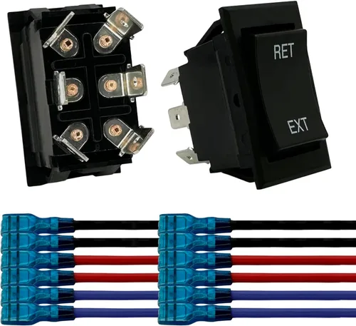 Vista 5 de Interruptor basculante momentáneo de polaridad inversa con cables para estabilizador de remolque de lengua de RV, control de motor, 20 amperios 12 V