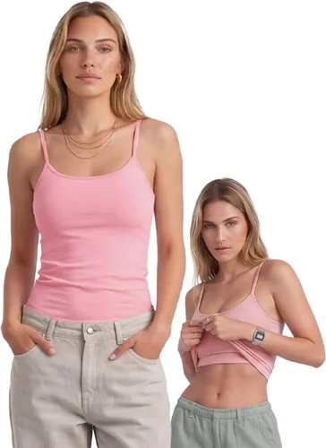 Vista 37 de Emmalise Camiseta de mujer con brasier integrado, soporte de tela sin varillas, camisola corta