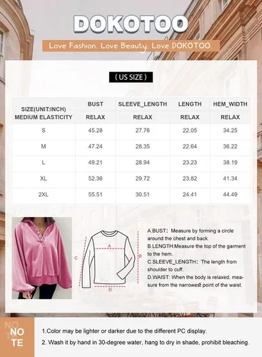 Vista 5 de Dokotoo Sudaderas de gran tamaño con cuello de botón para mujer, manga de farol, holgadas, para mujer