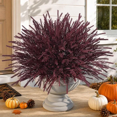 Vista 19 de Tallos de cedro artificiales Ivydale, ramas de pino Norfolk artificiales para decoración de Navidad, 12 tallos de pino falsos con 2 ramas de conos