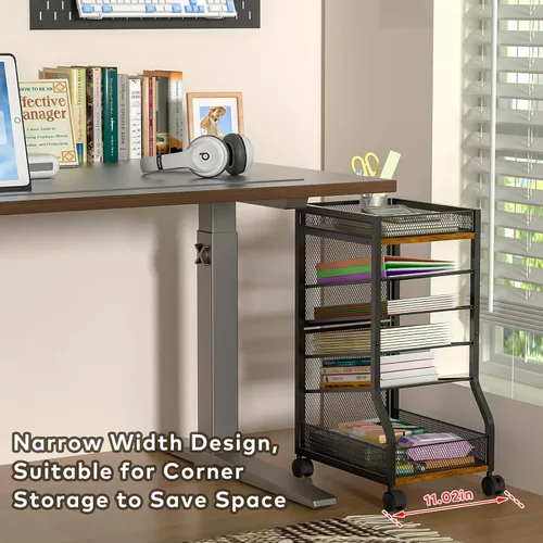 Vista 4 de keomaisyto Organizador de archivos de pie de 6 niveles para organización de oficina, soporte para archivos debajo del escritorio con bandejas