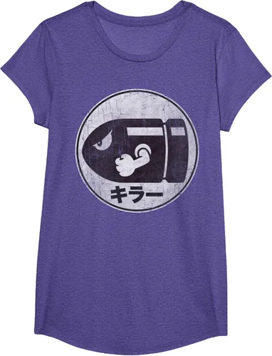 Vista 16 de Super Mario Camiseta con logotipo de Bullet Bill Distressed en Kanji