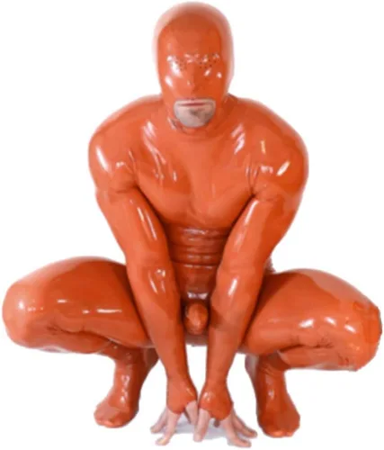 Vista 3 de Traje de baño médico de goma de látex con cuello rojo