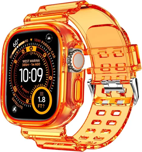 Vista 53 de DABAOZA - Correa transparente compatible con Apple Watch de 1.772 in y 1.732 in, con purpurina transparente Women Men,Glitter Bling TPU