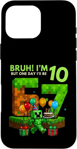 Vista 19 de Bruh I'm 10 But One-Day I'll Be 67 Retro 10th Birthday Kids Case for iPhone 17