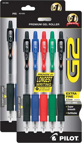 Vista 6 de PILOT G2 Premium Gel Pens, Extra Fine Point 0.5mm, Assorted Inks, 5-Pack Surtido