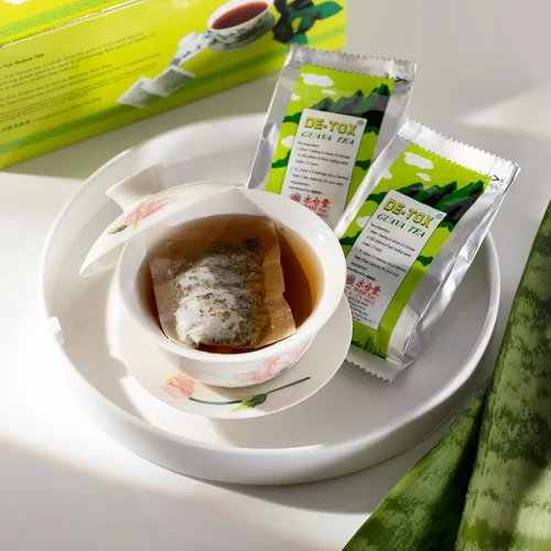 Vista 4 de Wing Hop Fung De-Tox - Té de guayaba fresco sellado, fruta de guayaba natural y hojas envueltas individualmente, 90+4 bolsas de té Hojas de fruta
