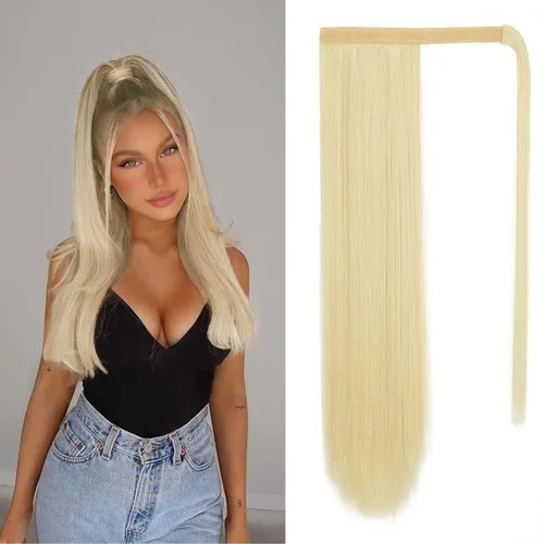 Vista 16 de BARSDAR Extensión de Cola de Caballo Corta y Recta - Extensiones de Cabello de Cola de Caballo con Cordón de 14 Pulgadas en Negro para Mujeres