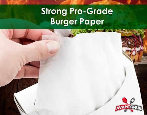 Vista 6 de Avant Grub - Papel de hamburguesa de grado restaurante, paquete de 1000 unidades. Cuadrados antiadherentes, encerados de grado alimenticio de 5.5 x