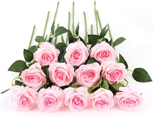 Vista 23 de Laelfe 12 PCS Flores Artificiales Rosas Negras, Flores de Seda Falsas de Tallo Largo Rosa Artificial para Decoraciones de Halloween Hogar Boda Negro