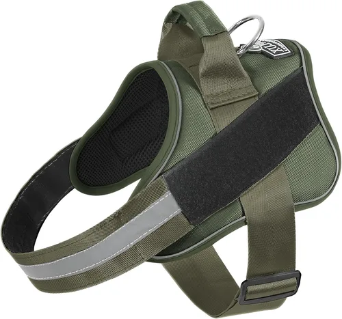 Vista 10 de Arnés para perro, reflejante y transpirable, ajustable, con asa, para sacarlo a pasear, no más tirones ni asfixia (amarillo militar, tamaño XS)