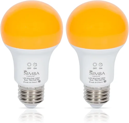 Vista 10 de Simba Lighting LED A19 Dusk to Dawn 6W 120V Outdoor Bulbs E26 2700K, 2 Pack With Photocell Sensor Smart Auto On and Off, 40W Replacement for