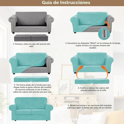 Vista 6 de WEERRW Fundas de terciopelo para sofá de 2 cojines - 3 piezas de fundas elásticas de lujo de terciopelo de alta elasticidad con fondo elástico