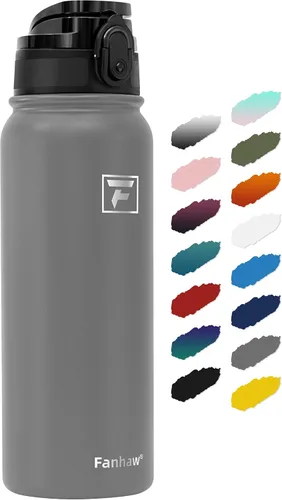 Vista 14 de Fanhaw Botella de agua térmica para llevar, apta lavavajillas, de 20 onzas, acero inoxidable, doble pared, reutilizable, a prueba de fugas y sudor