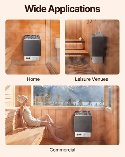 Vista 9 de VEVOR - Calefactor de sauna, estufa eléctrica de sauna de 220V, calentador de sauna para baño de vapor con temporizador de 3h y temperatura