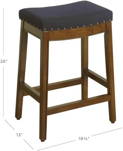 Vista 3 de Homepop Decoración del hogar Taburetes de bar de altura de mostrador con ribete de clavos sin espalda Taburetes de bar de 24 pulgadas Muebles