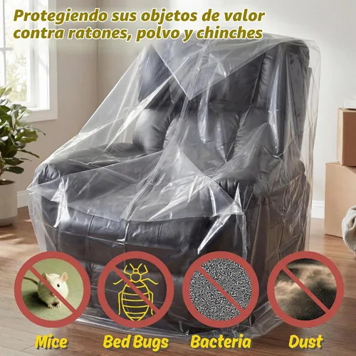 Vista 5 de Wowfit Funda para Muebles a Prueba de Polvo Bolsa de Mudanza para Sillas, Sillones Reclinables y Cajas – Plástico Transparente e Inodoro - 4mil