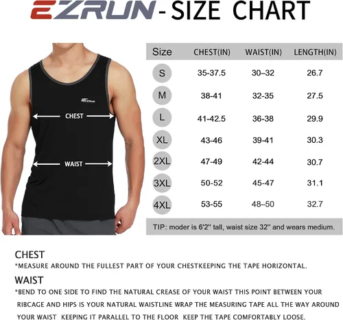 Vista 5 de EZRUN Camiseta deportiva sin mangas y de secado rápido para hombre, para hacer ejercicio, entrenar, fitness, correr, trotar, deportes, gimnasio