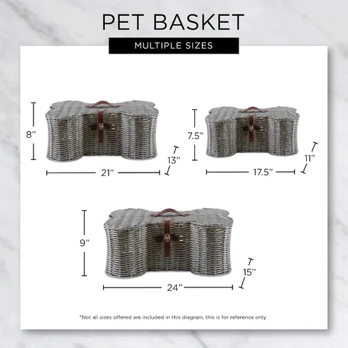 Vista 8 de Bone Dry Pet Storage Collection - Cesta de juguetes, tamaño mediano, 21 x 13 x 8 pulgadas, mimbre de plástico beige