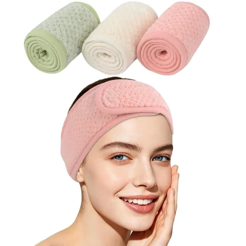Vista 13 de SINLAND Diadema facial de spa ajustable para maquillaje, paquete de 3 3 multicolor