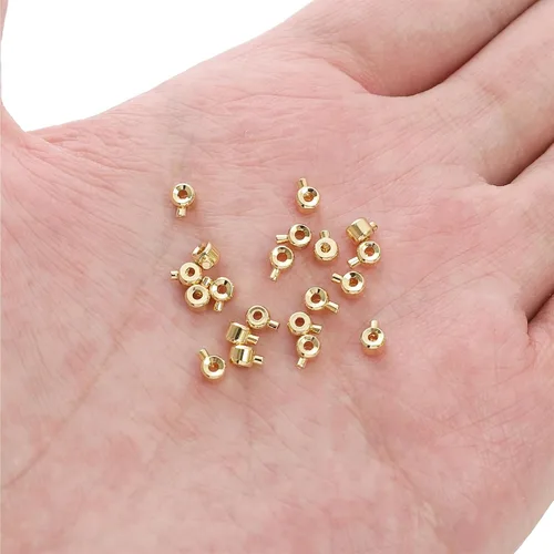 Vista 5 de BEADIA - Hebilla de línea de pesca cilíndrica chapada en oro de 14 quilates, tapas de extremo de 3.2 mm, 30 piezas para hacer joyas