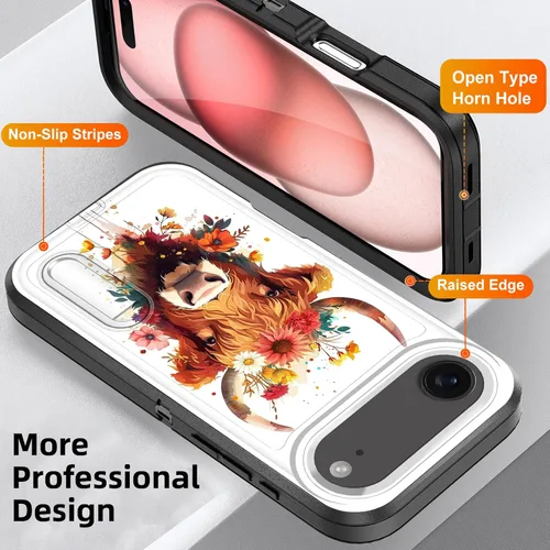 Vista 4 de Funda para iPhone Air con soporte integrado, a prueba de golpes, polvo y caídas, 3 capas, grado militar, funda protectora para iPhone Air de 6.5