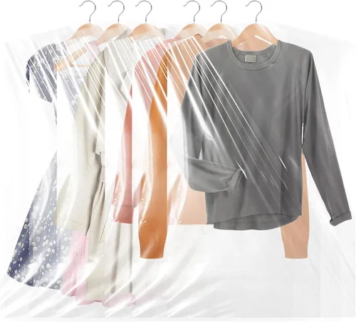 Vista 7 de 40 bolsas de limpieza en seco para colgar ropa, bolsas de plástico transparente de 23.6 x 47.2 in, fundas protectoras de ropa, bolsas de ropa