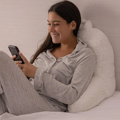 Vista 2 de Milliard - Almohada de lectura, almohada para sentarse en la cama, almohada de respaldo para la espalda, con pelo sintético, funda extraíble, 20x38