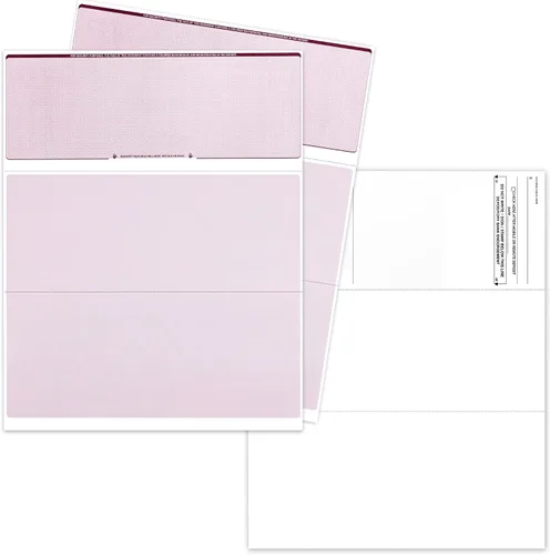 Vista 10 de Papel de cheques para computadora, 50 hojas, cheques comerciales en la parte superior y trozo en la parte inferior, características de seguridad e