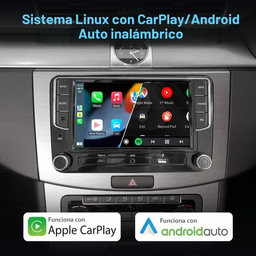 Vista 3 de Estéreo auto inalámbrico del coche de CarPlay Android para VW, 7" radio doble DIN Fits Golf Passat Jetta Tiguan, Navigation, hands-free calls