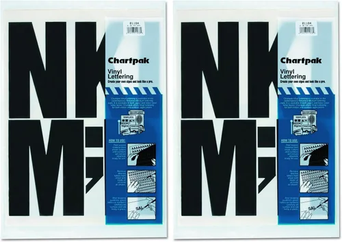Vista 4 de Chartpak Letras mayúsculas de vinilo a presión, autoadhesivas, negro, 6 pulgadas de alto, 38/paquete