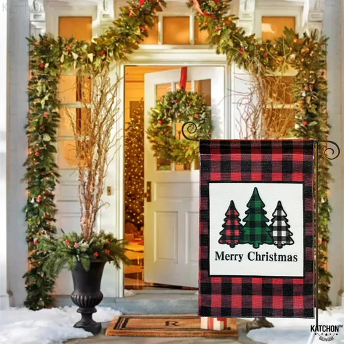 Vista 8 de KatchOn Merry Christmas Garden Flag - 12x18 Inch, Double Sided Yard Decorations for Outside House Banner