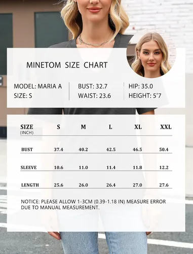 Vista 6 de Minetom Camisetas de verano básicas de media manga con cuello en V para mujer