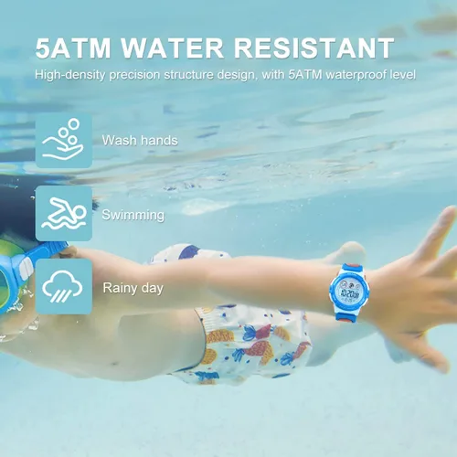 Vista 6 de GOLDEN HOUR Relojes para niños, reloj digital deportivo impermeable para niños y niñas, reloj de pulsera para exteriores de 1224 H, alarma EL