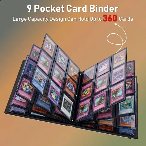 Vista 6 de Carpeta para tarjetas de intercambio, 9 bolsillos para tarjetas intercambiables, 360 bolsillos de doble cara, funda para tarjetas
