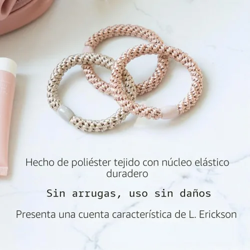 Vista 5 de L. Erickson Lazos para el cabello grueso, paquete de 15 tubos para poni Grab & Go - Bandas sin arrugas sin daños con fuerte sujeción para mujeres