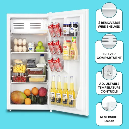 Vista 5 de Koolatron - Refrigerador compacto de 3.1 pies cúbicos + combo de microondas de 700 W: incluye nevera/congelador de respaldo plano blanco +