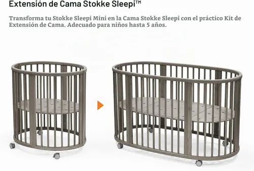Vista 2 de Stokke Sleepi - Kit de extensión V3 para cuna Sleepi, color gris nebuloso