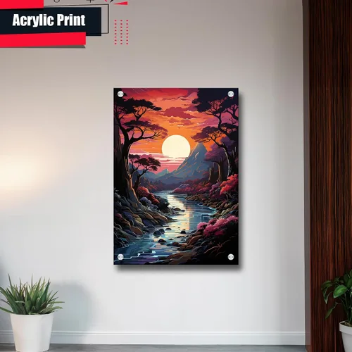 Vista 3 de Neon Sunset Vibes Florida Synthwave Sunset Framed poster Print, Retro Miami Style Wall Art, poster, Wall Decor