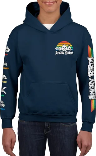 Vista 2 de Angry Birds Sudadera oficial de forro polar con capucha retro para niños, niñas, unisex