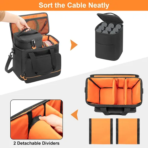 Vista 3 de PGmoon Funda de micrófono inalámbrico con 9 ranuras, bolsa de viaje para sistema de micrófono de mano, funda de transporte para cantar, karaoke