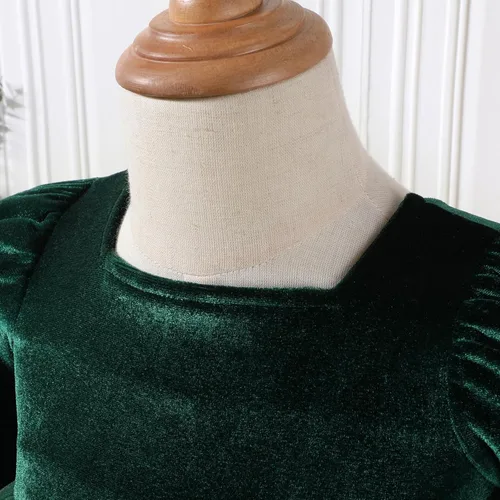 Vista 4 de Vestido vintage de terciopelo con volantes para niña pequeña, vestido vintage para niñas, Halloween, Navidad, vestido de otoño