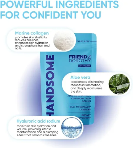 Vista 3 de Hermosas tabletas de colágeno marino mejoradas con aloe vera, suplementos de colágeno hidrolizado para hombres, 60 cápsulas por bolsa