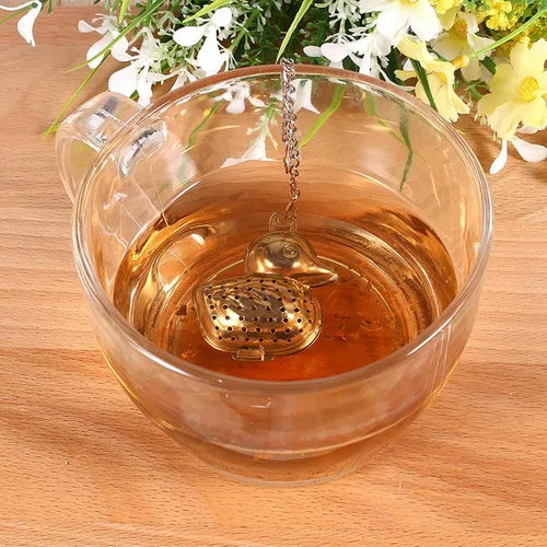 Vista 7 de Mini infusor de té suelto duradero, infusor de té de acero inoxidable, forma de pato para sala de estar, oficina, cocina, casa de té